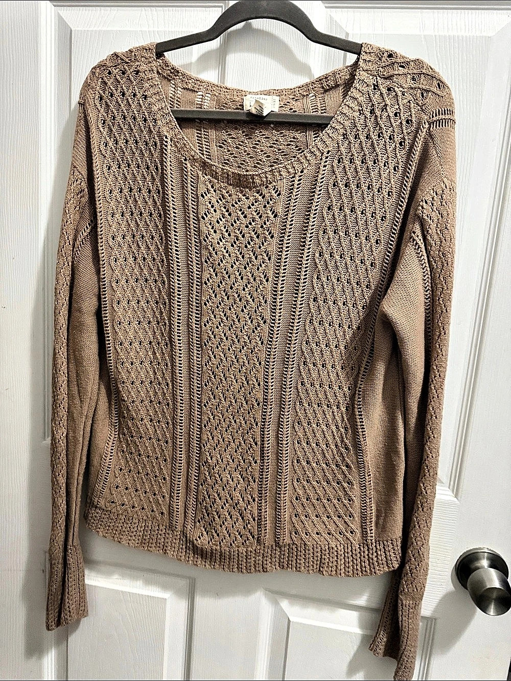 Artelier by Nicole Miller Open Knit Sweater in Brown Size XL Like New